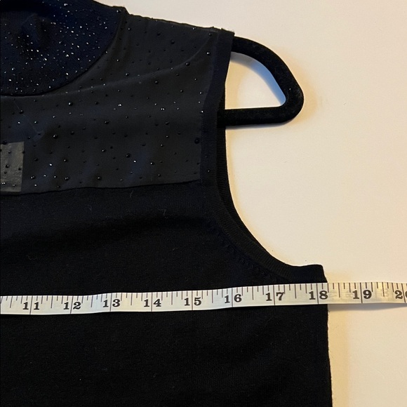 Cable & Gauge Rhinestone Embellished Black Sleeveless partially Sheer Top M EUC - Picture 6 of 8